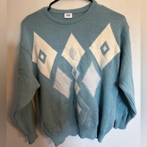 Blue and White Geometric Sweater